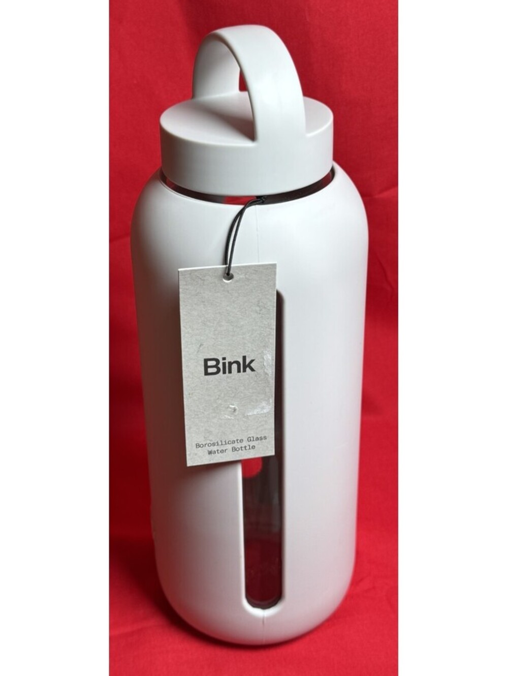 Bink 36 oz Big Water Hydration Tracking Bottle Bone Borosilicate Glass NEW